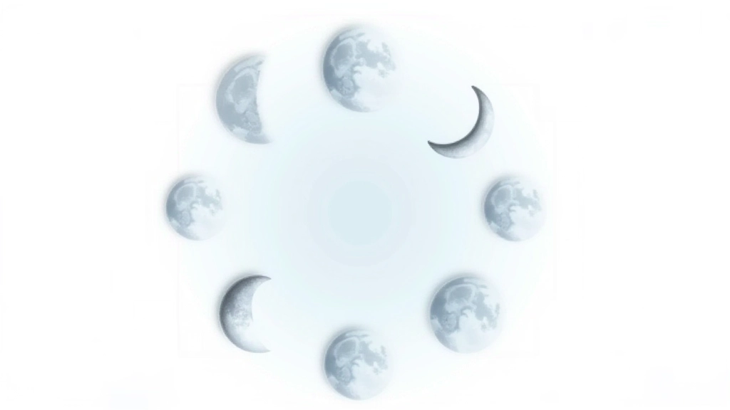 Fases de la luna mostradas en secuencia: luna nueva, creciente, llena y menguante